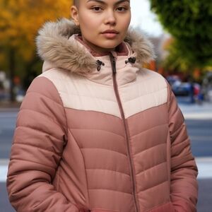 Women's Pink Puffer Jacket with Swiisstech   Hood